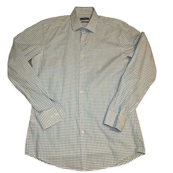 Boss by Hugo Boss Slim Fit Turquoise Check Dress Shirt - Picture 1 of 4